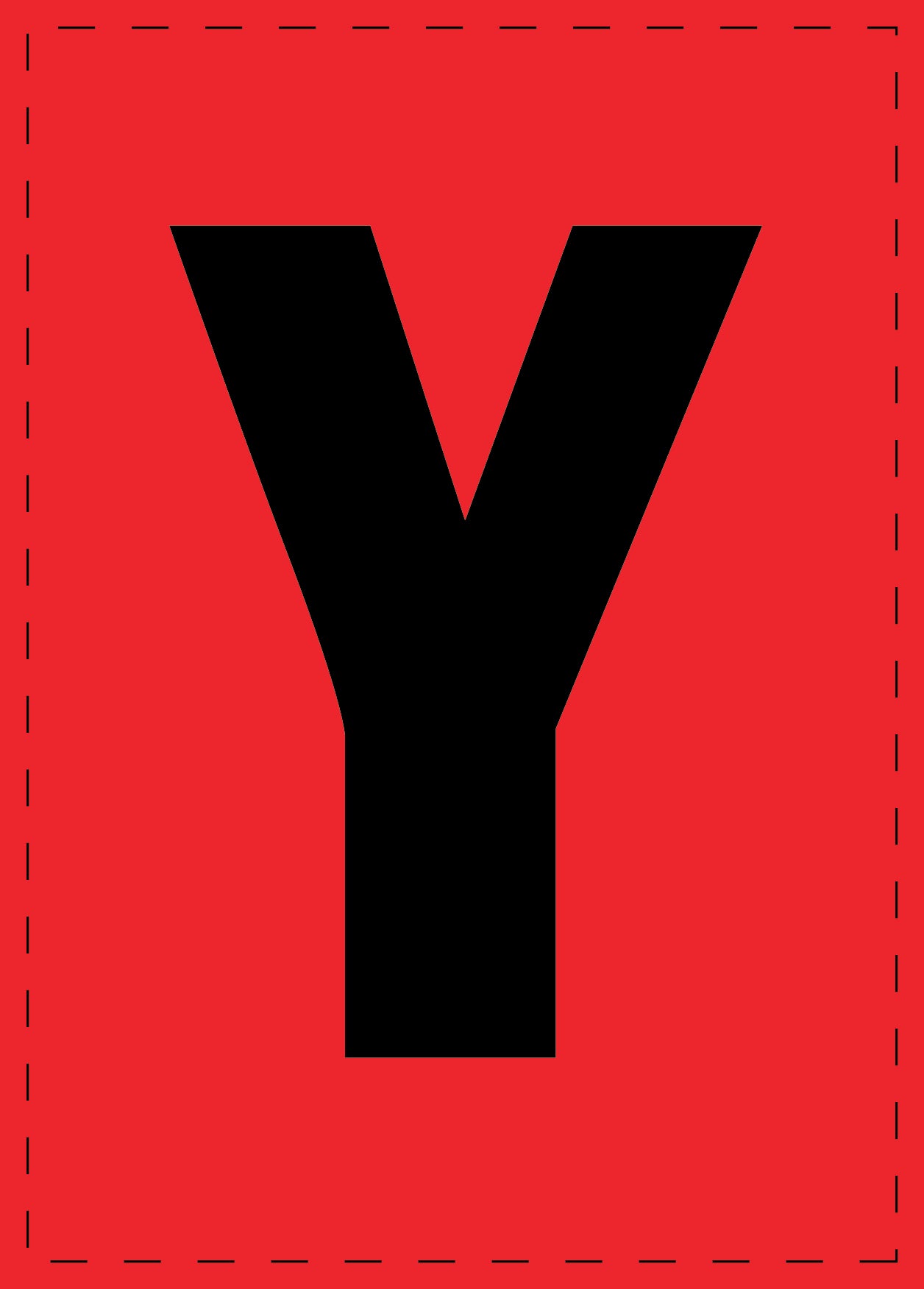 Lettre Y autocollants de lettres et de chiffres, police noire sur fond rouge ES-BGPVC-Y-14
