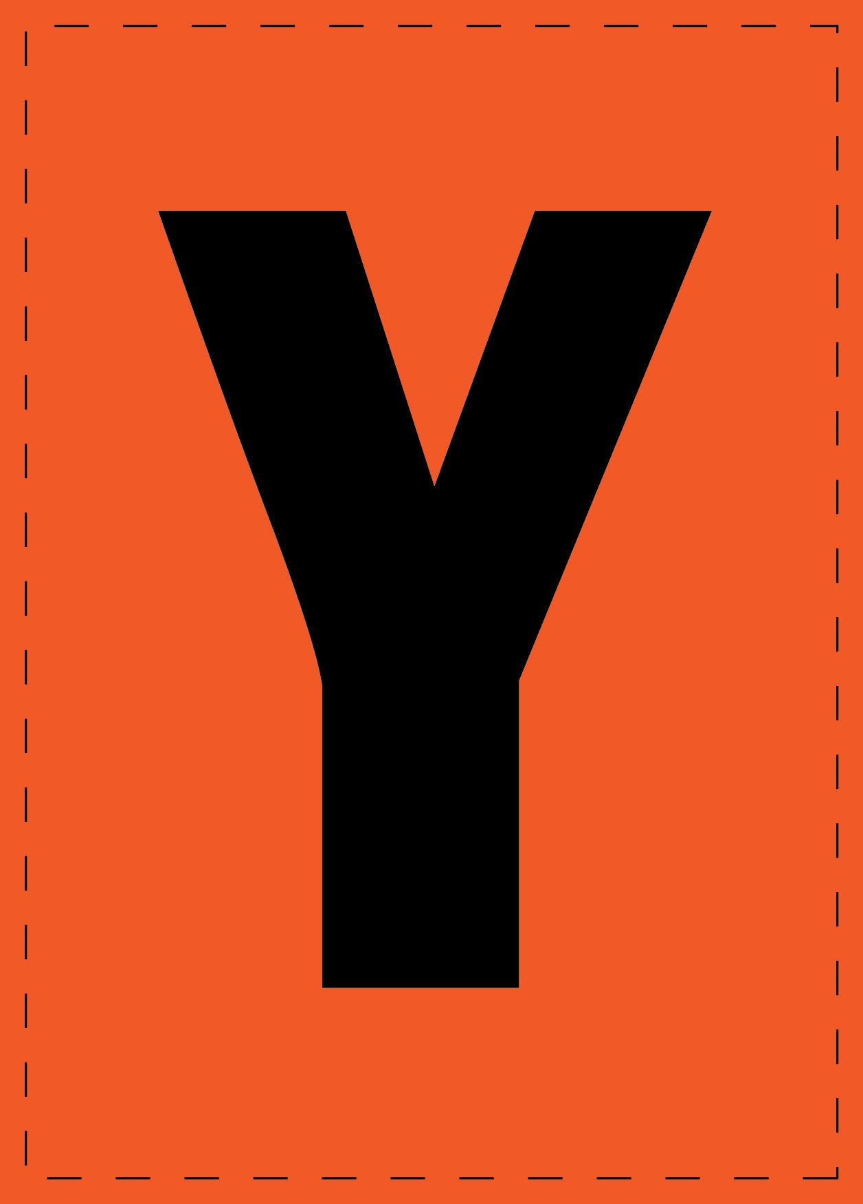 Lettre Y autocollants de lettres et de chiffres, police noire sur fond orange ES-BGPVC-Y-8