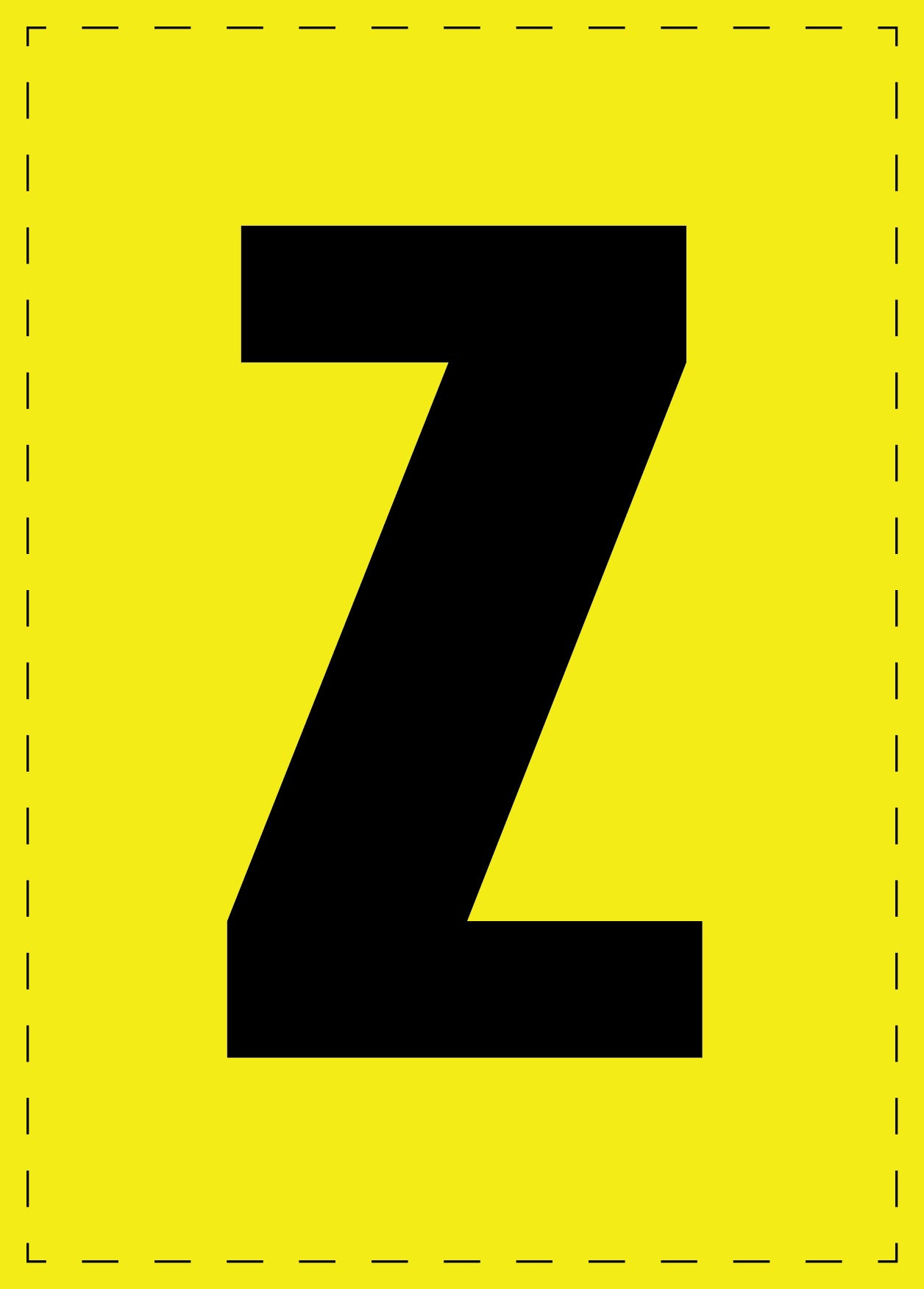 Lettre Z autocollants de lettres et de chiffres, police noire sur fond jaune ES-BGPVC-Z-3