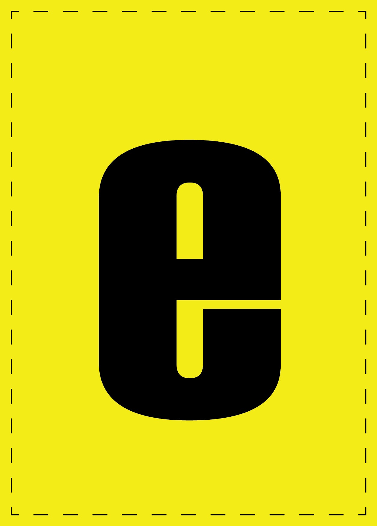 Lettre e autocollants de lettres et de chiffres, police noire sur fond jaune ES-BKPVC-E-3