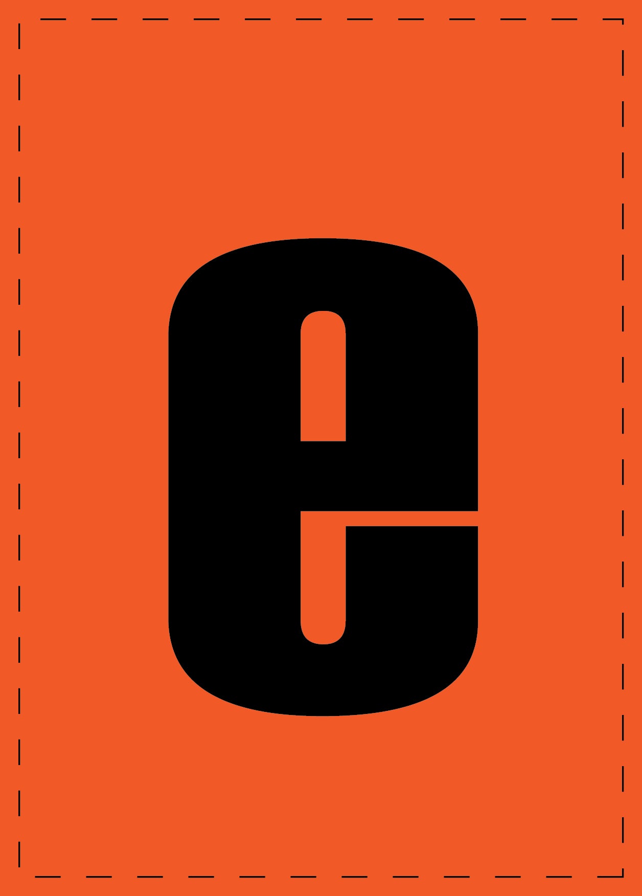 Lettre e autocollants de lettres et de chiffres, police noire sur fond orange ES-BKPVC-E-8