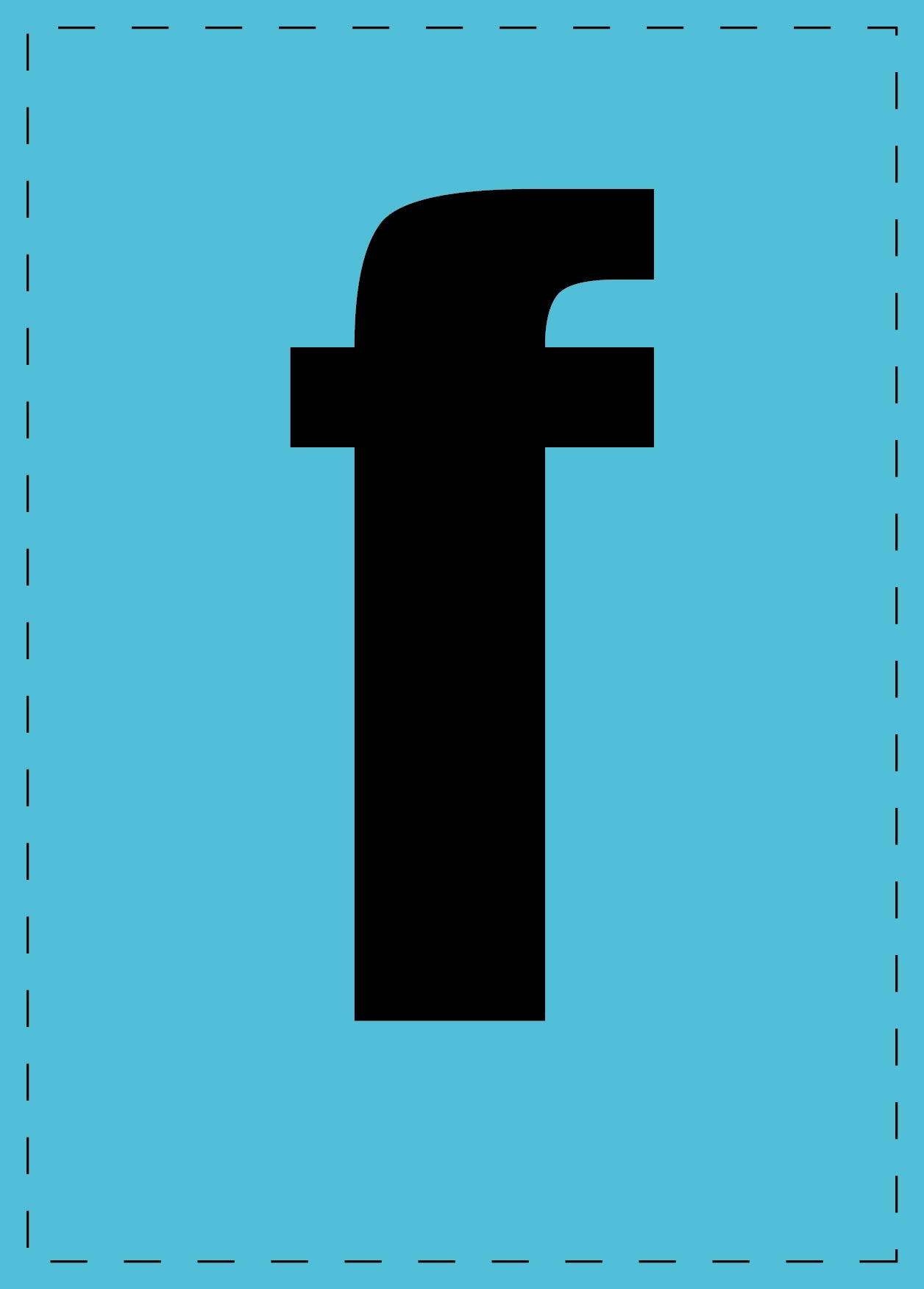 Lettre f autocollants de lettres et de chiffres, police noire sur fond bleu ES-BKPVC-F-50