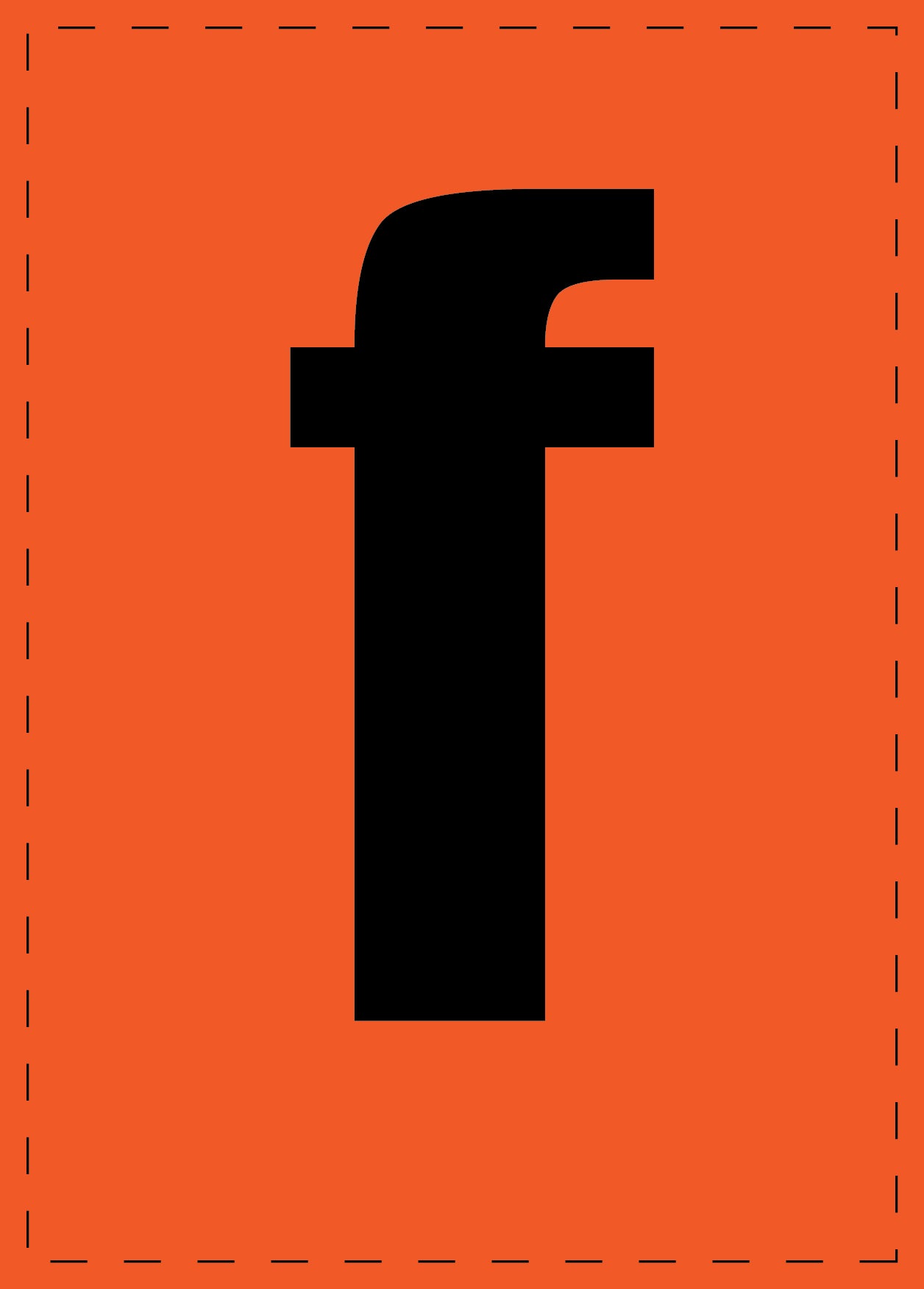 Lettre f autocollants de lettres et de chiffres, police noire sur fond orange ES-BKPVC-F-8
