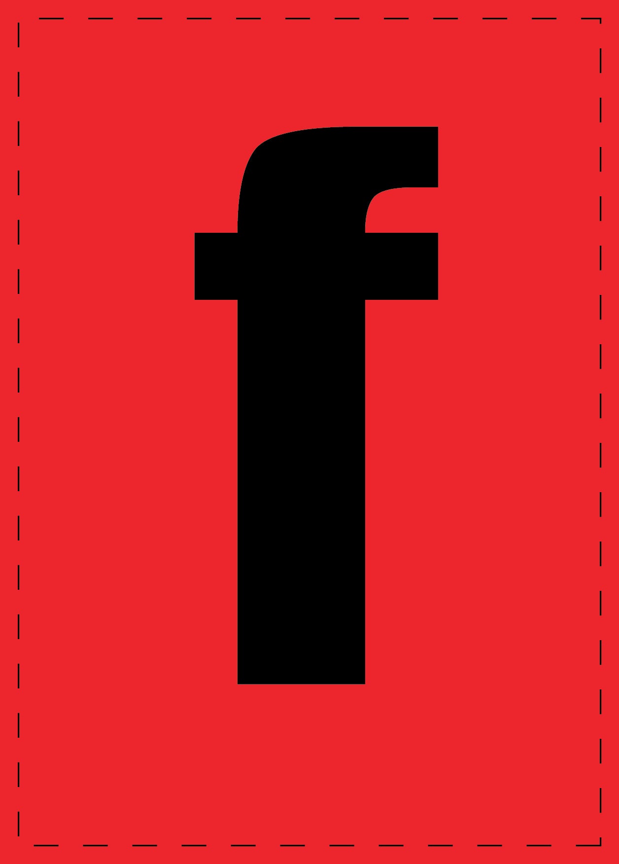 Lettre f autocollants de lettres et de chiffres, police noire sur fond rouge ES-BKPVC-F-14