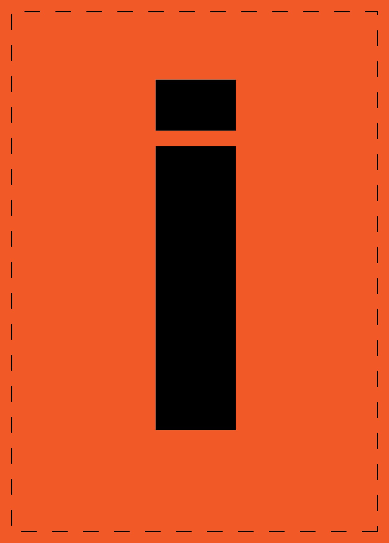 Lettre i autocollants de lettres et de chiffres, police noire sur fond orange ES-BKPVC-I-8