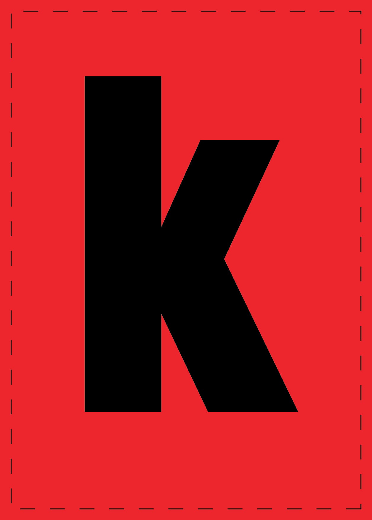 Lettre k autocollants de lettres et de chiffres, police noire sur fond rouge ES-BKPVC-K-14