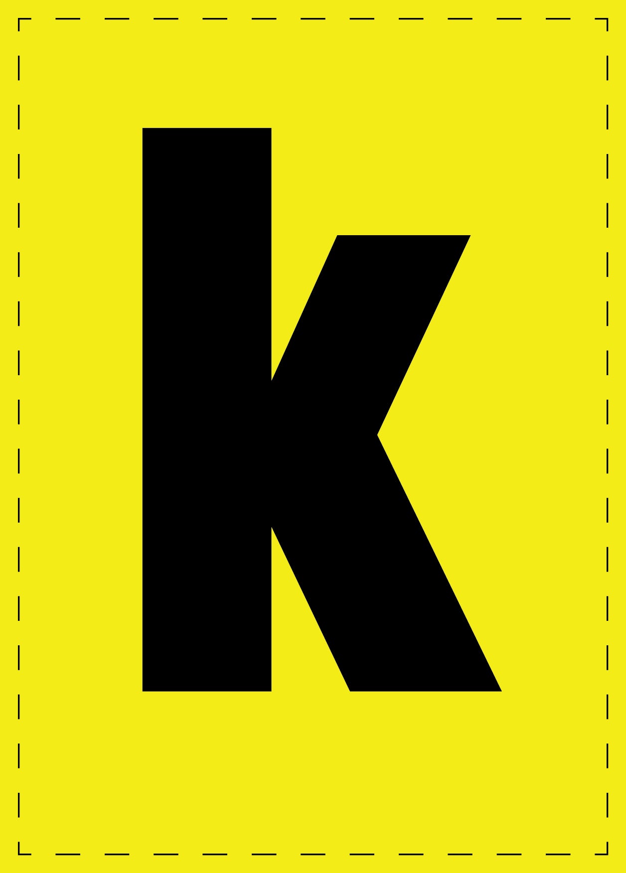Lettre k autocollants de lettres et de chiffres, police noire sur fond jaune ES-BKPVC-K-3