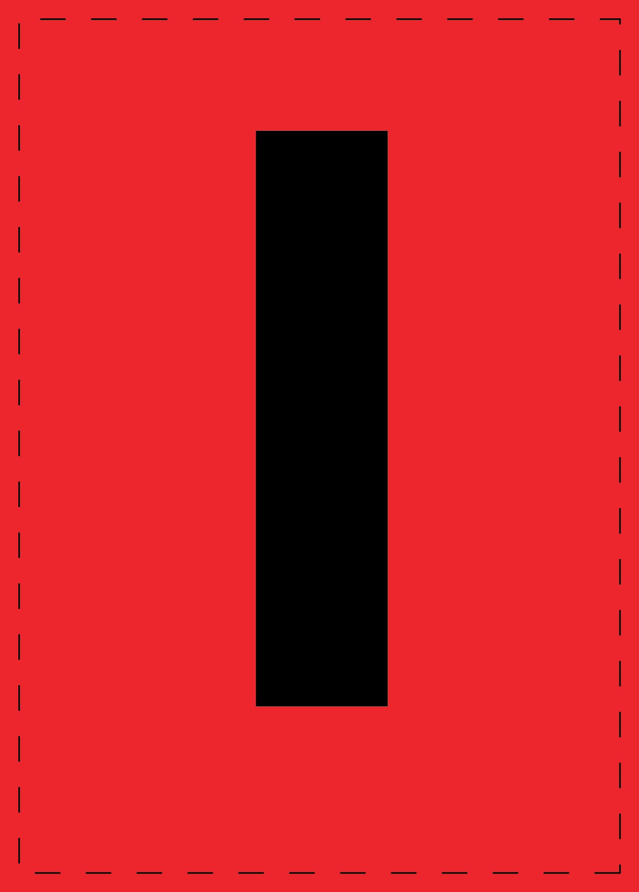 Lettre l autocollants de lettres et de chiffres, police noire sur fond rouge ES-BKPVC-L-14