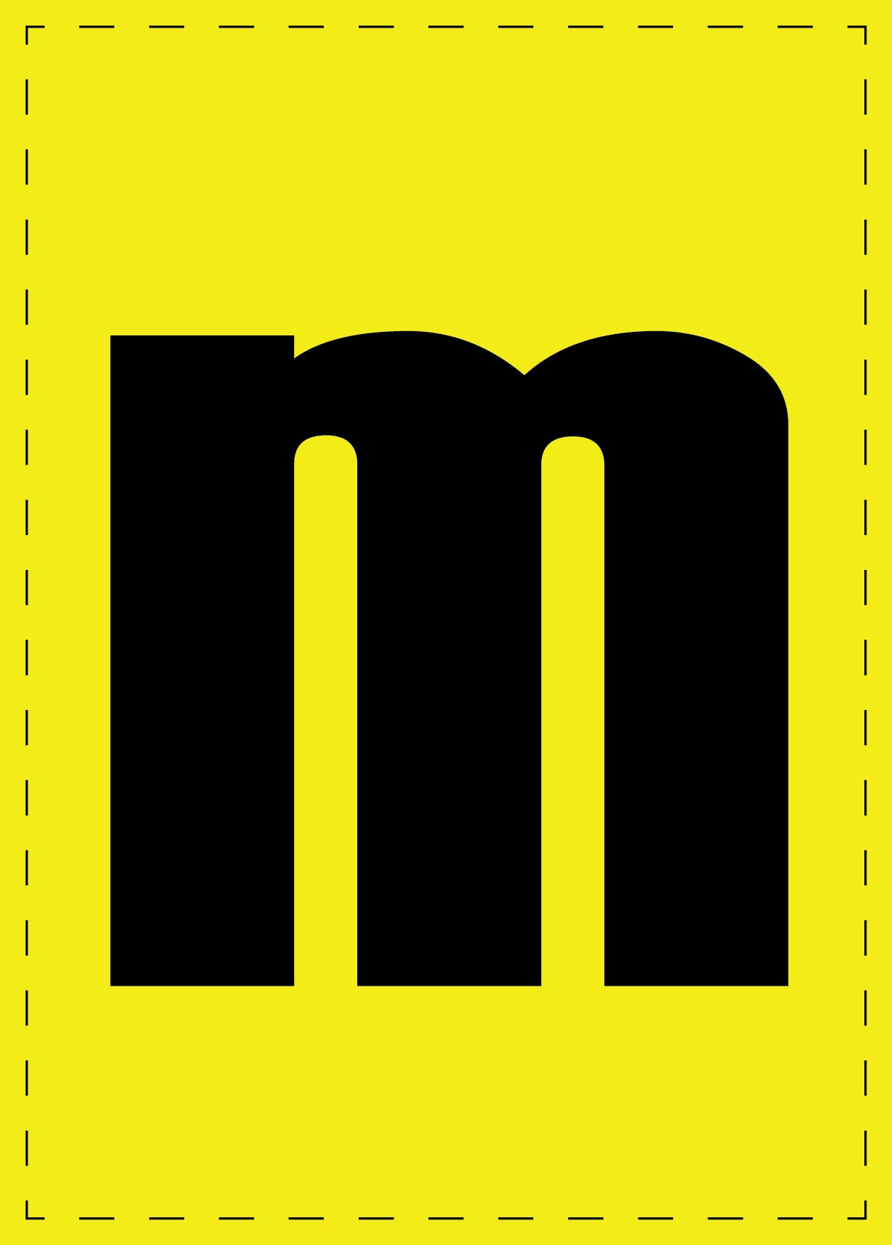Lettre m autocollants de lettres et de chiffres, police noire sur fond jaune ES-BKPVC-M-3