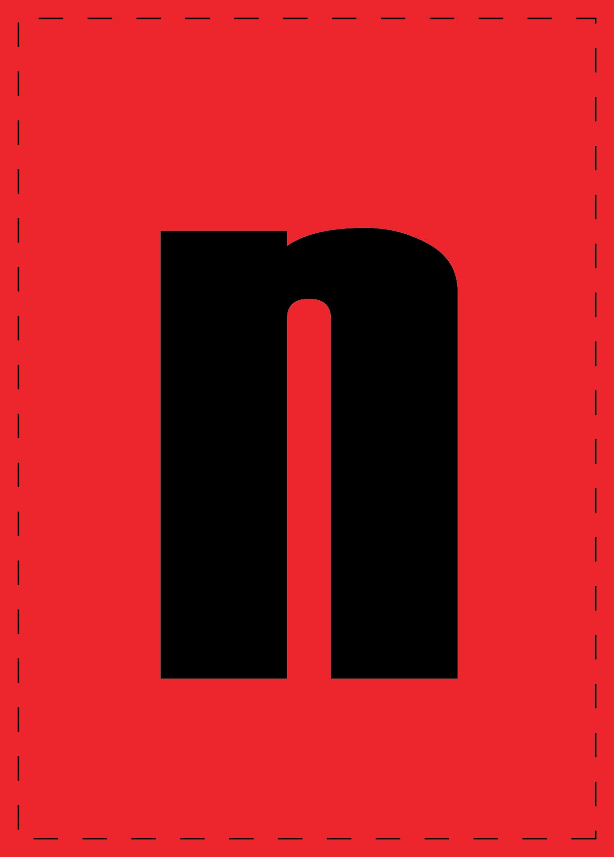 Lettre n autocollants de lettres et de chiffres, police noire sur fond rouge ES-BKPVC-N-14