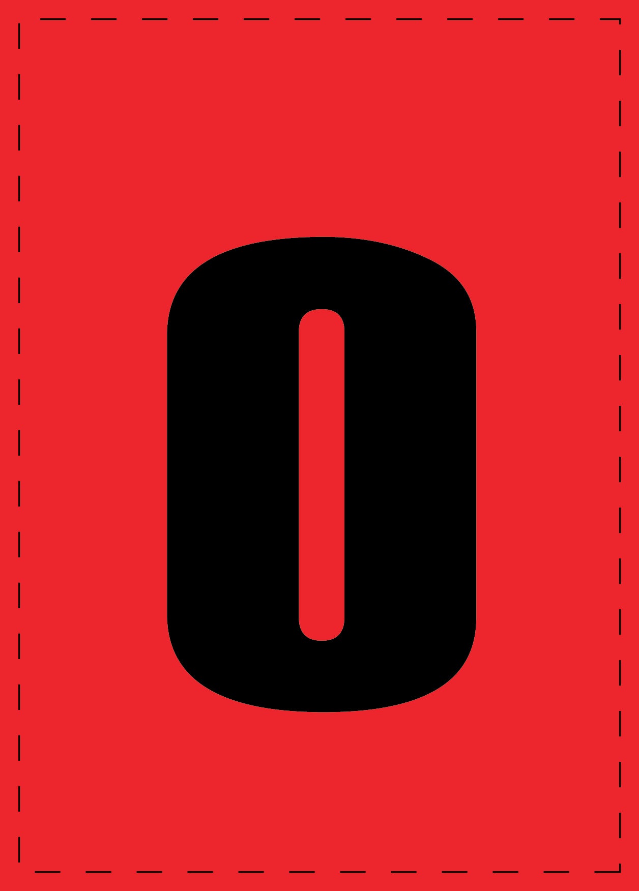 Lettre o autocollants de lettres et de chiffres, police noire sur fond rouge ES-BKPVC-O-14
