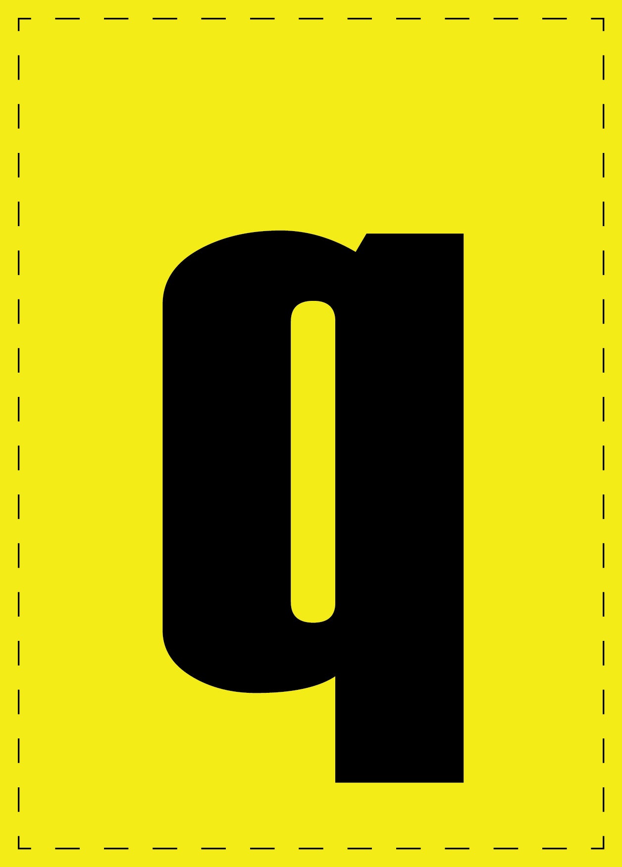 Lettre q autocollants de lettres et de chiffres, police noire sur fond jaune ES-BKPVC-Q-3