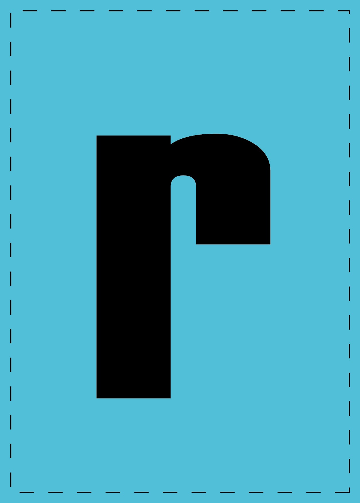 Lettre r autocollants de lettres et de chiffres, police noire sur fond bleu ES-BKPVC-R-50