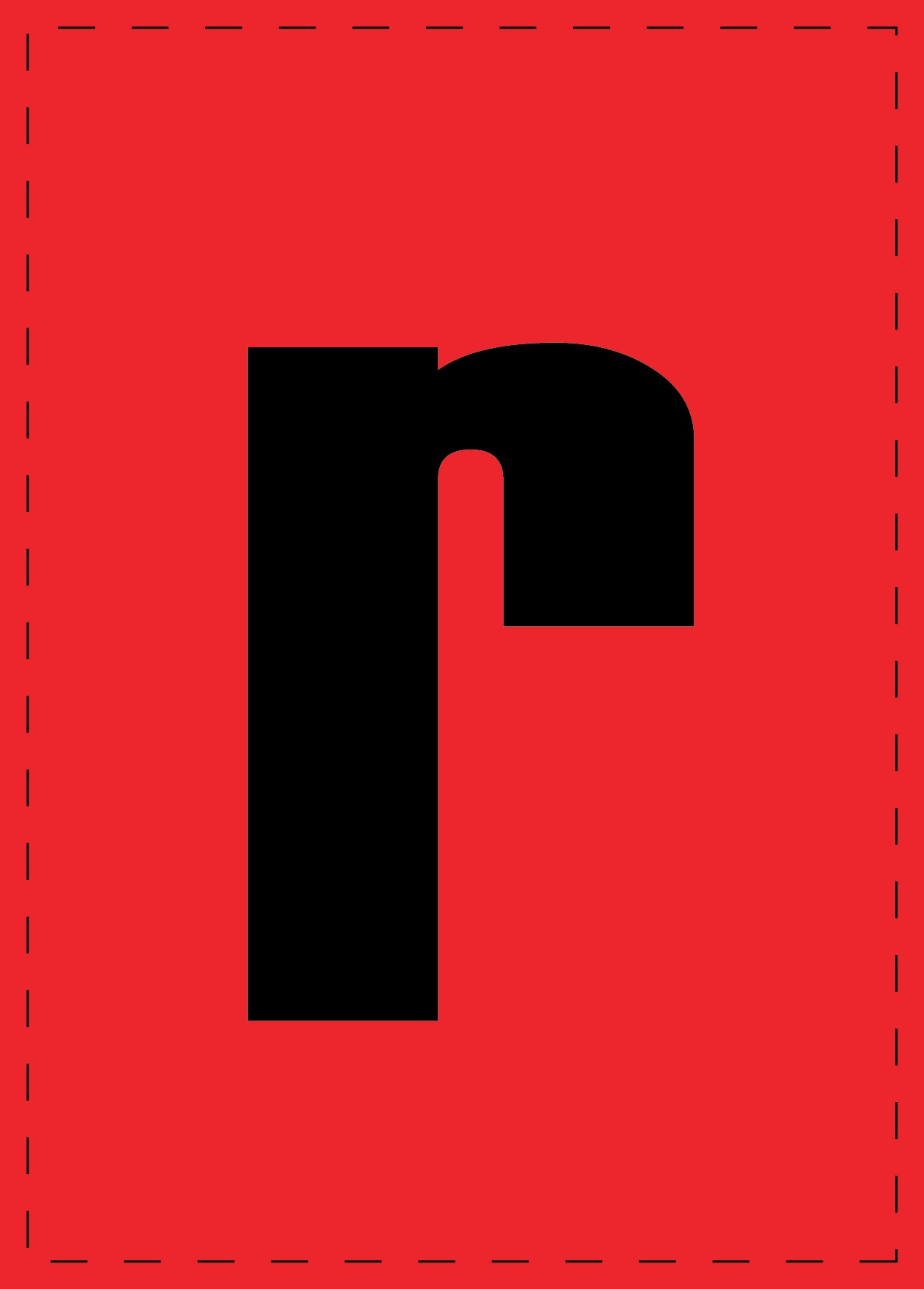 Lettre r autocollants de lettres et de chiffres, police noire sur fond rouge ES-BKPVC-R-14