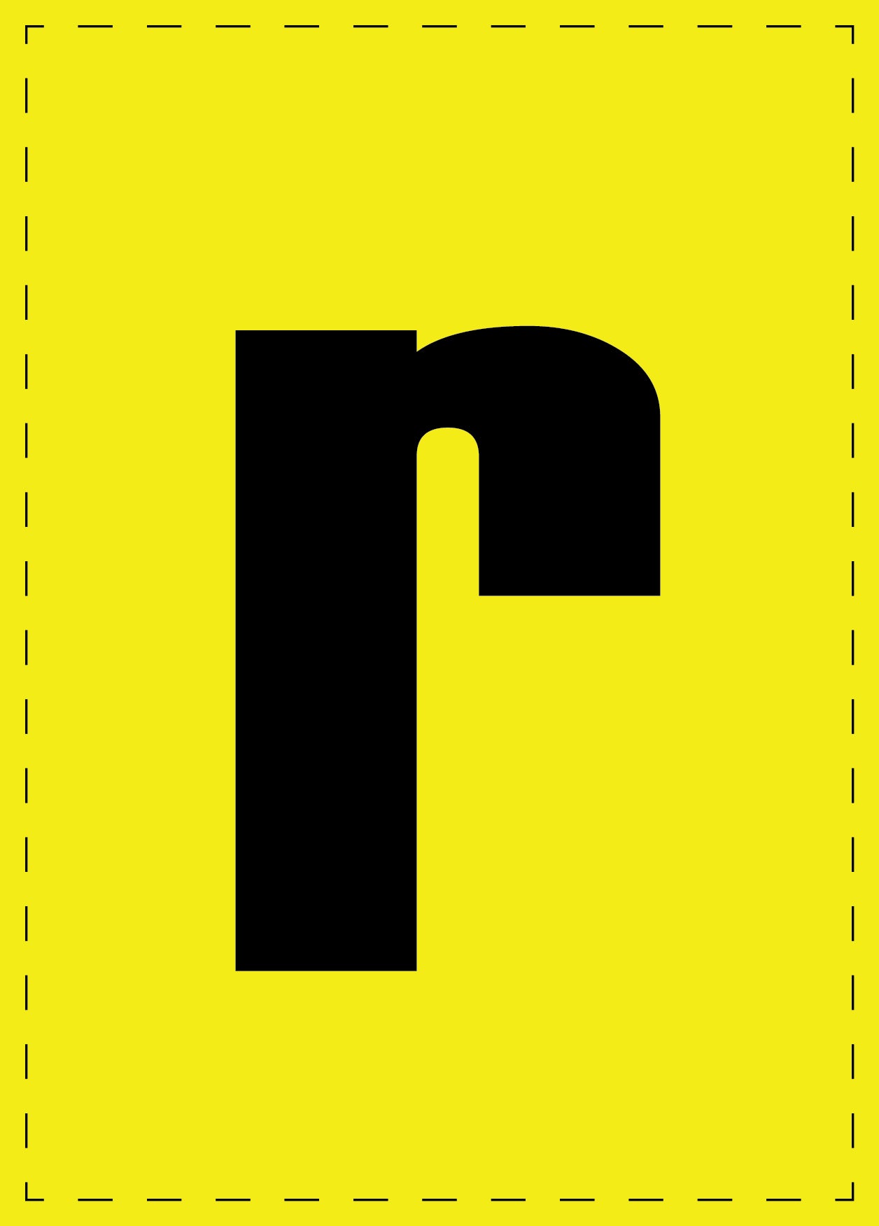 Lettre r autocollants de lettres et de chiffres, police noire sur fond jaune ES-BKPVC-R-3