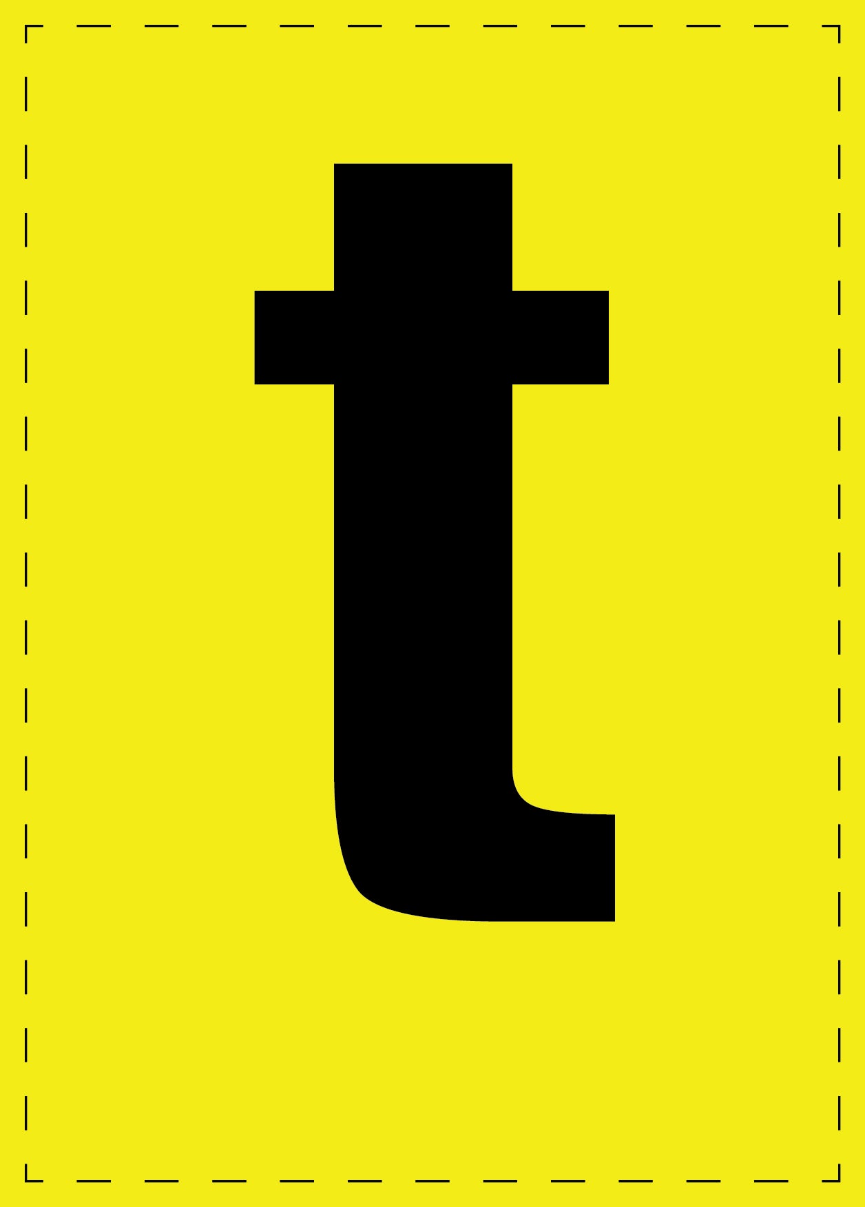 Lettre t autocollants de lettres et de chiffres, police noire sur fond jaune ES-BKPVC-T-3