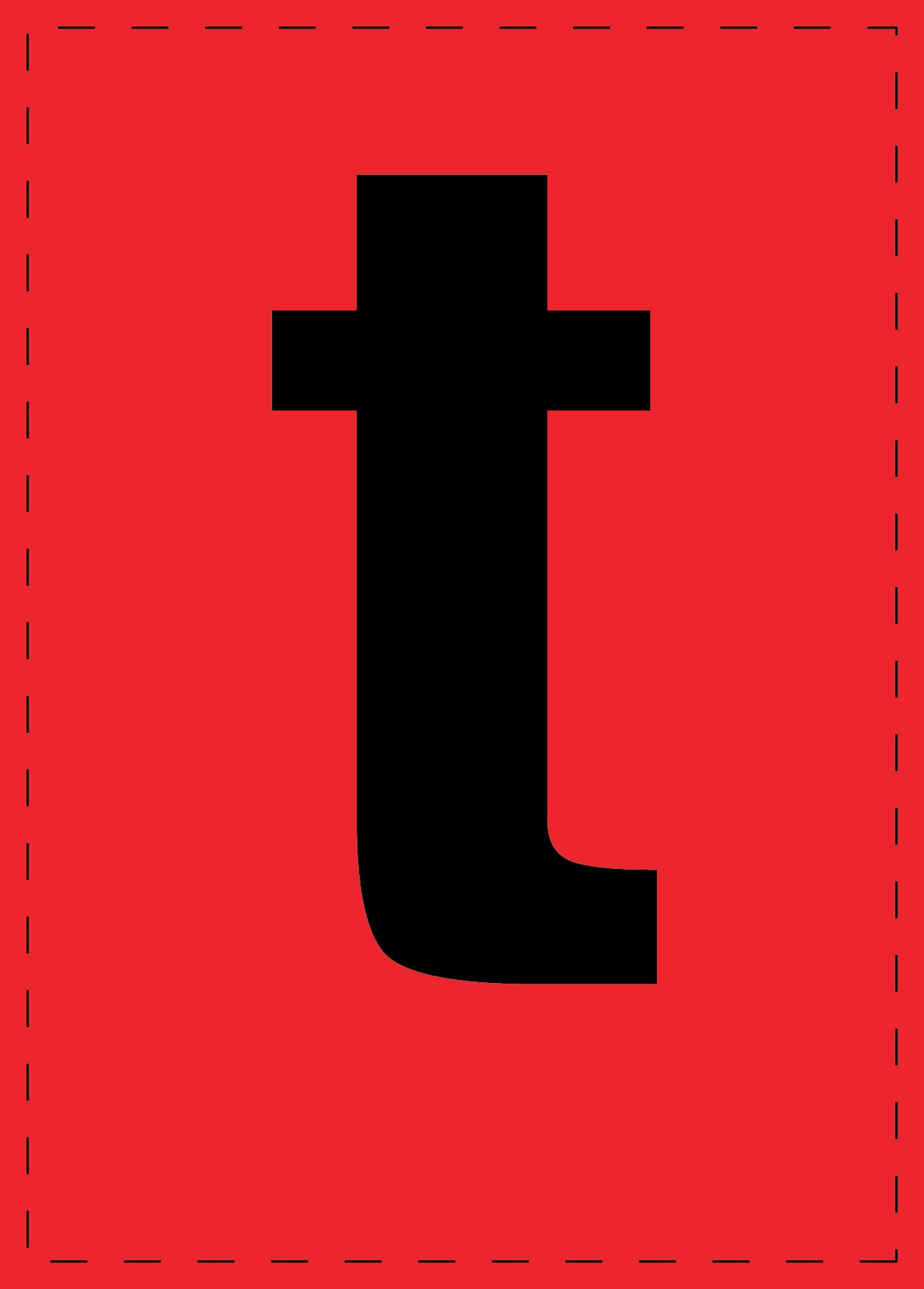 Lettre t autocollants de lettres et de chiffres, police noire sur fond rouge ES-BKPVC-T-14