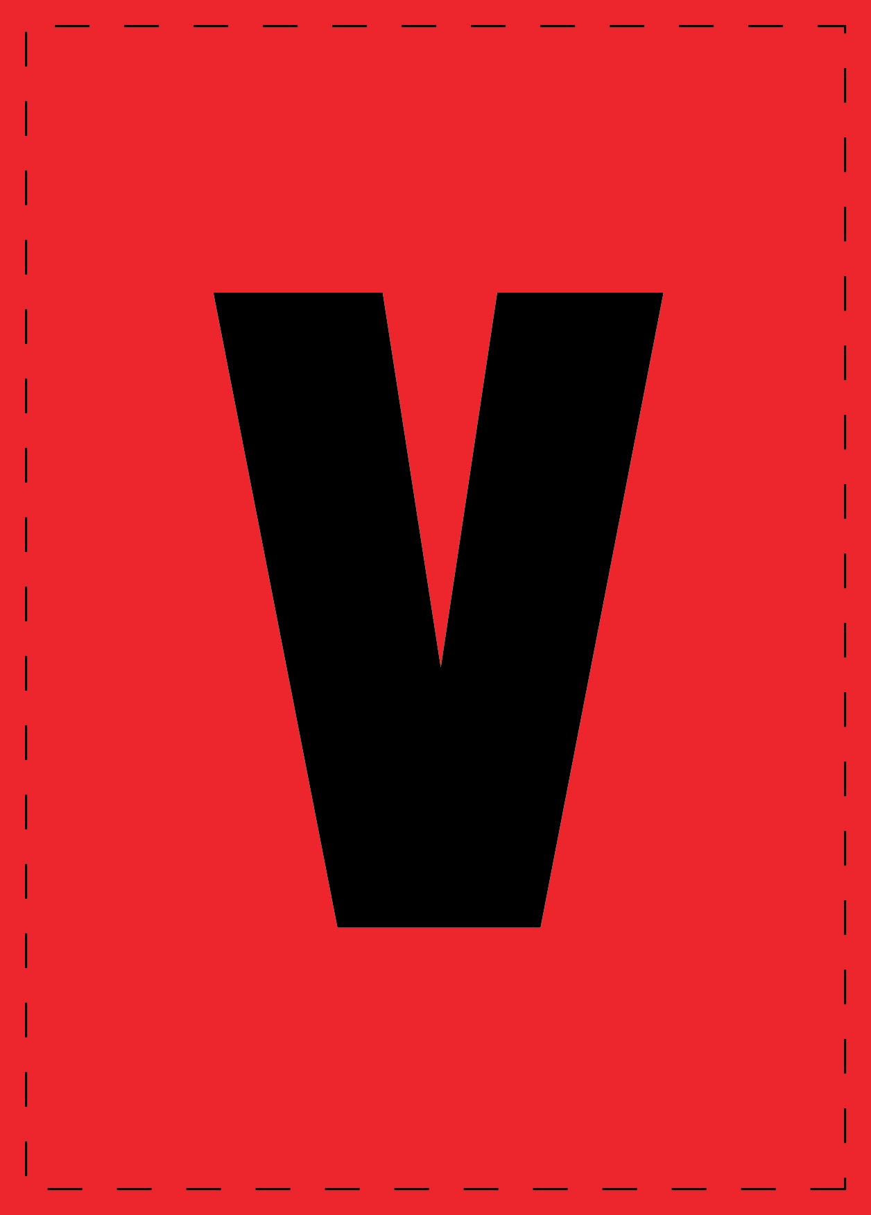 Lettre v autocollants de lettres et de chiffres, police noire sur fond rouge ES-BKPVC-V-14