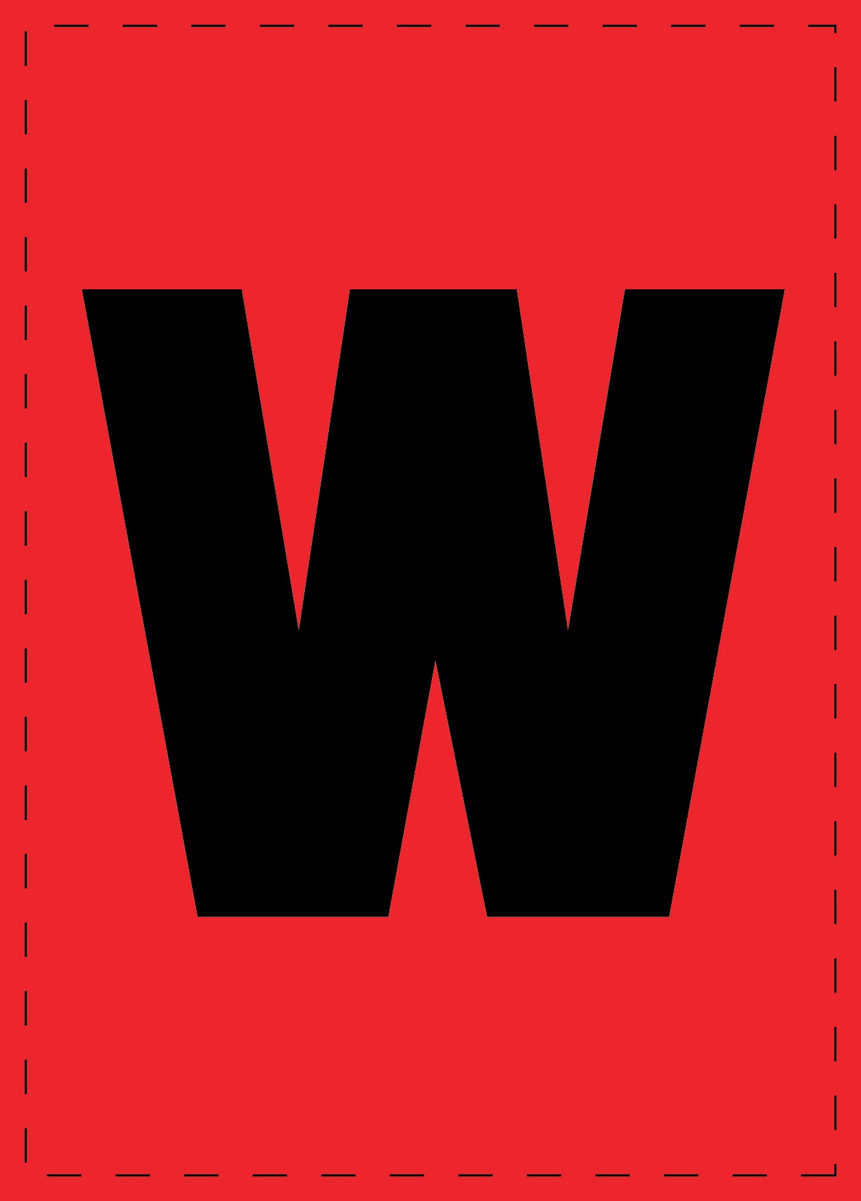 Lettre w autocollants de lettres et de chiffres, police noire sur fond rouge ES-BKPVC-W-14