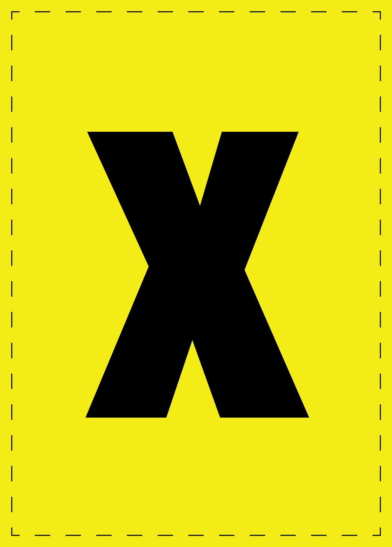 Lettre x autocollants de lettres et de chiffres, police noire sur fond jaune ES-BKPVC-X-3