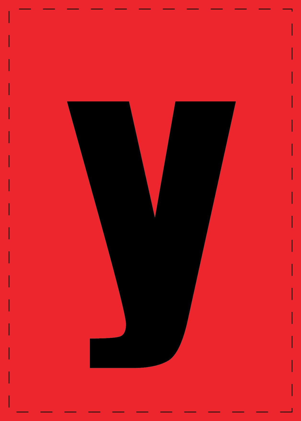 Lettre y autocollants de lettres et de chiffres, police noire sur fond rouge ES-BKPVC-Y-14
