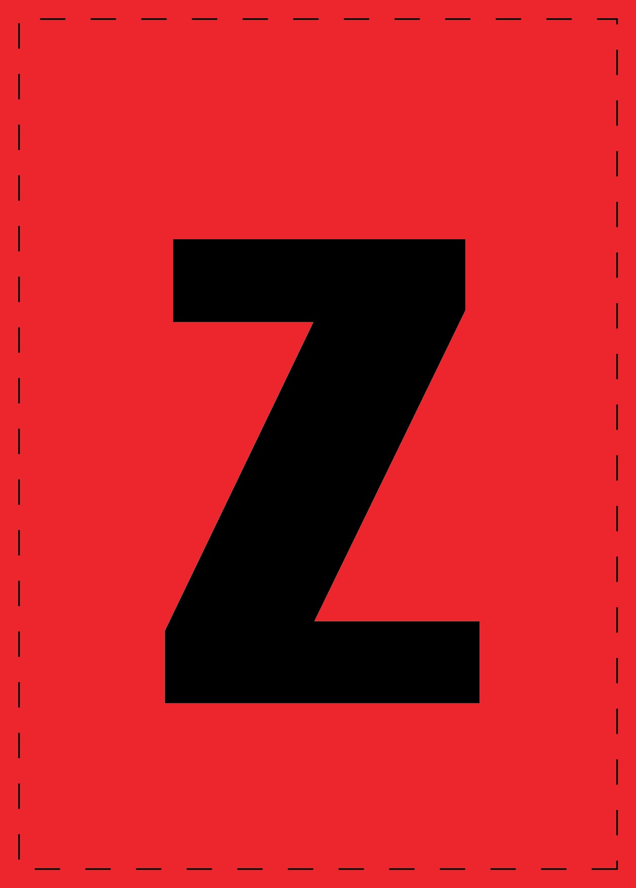 Lettre z autocollants de lettres et de chiffres, police noire sur fond rouge ES-BKPVC-Z-14