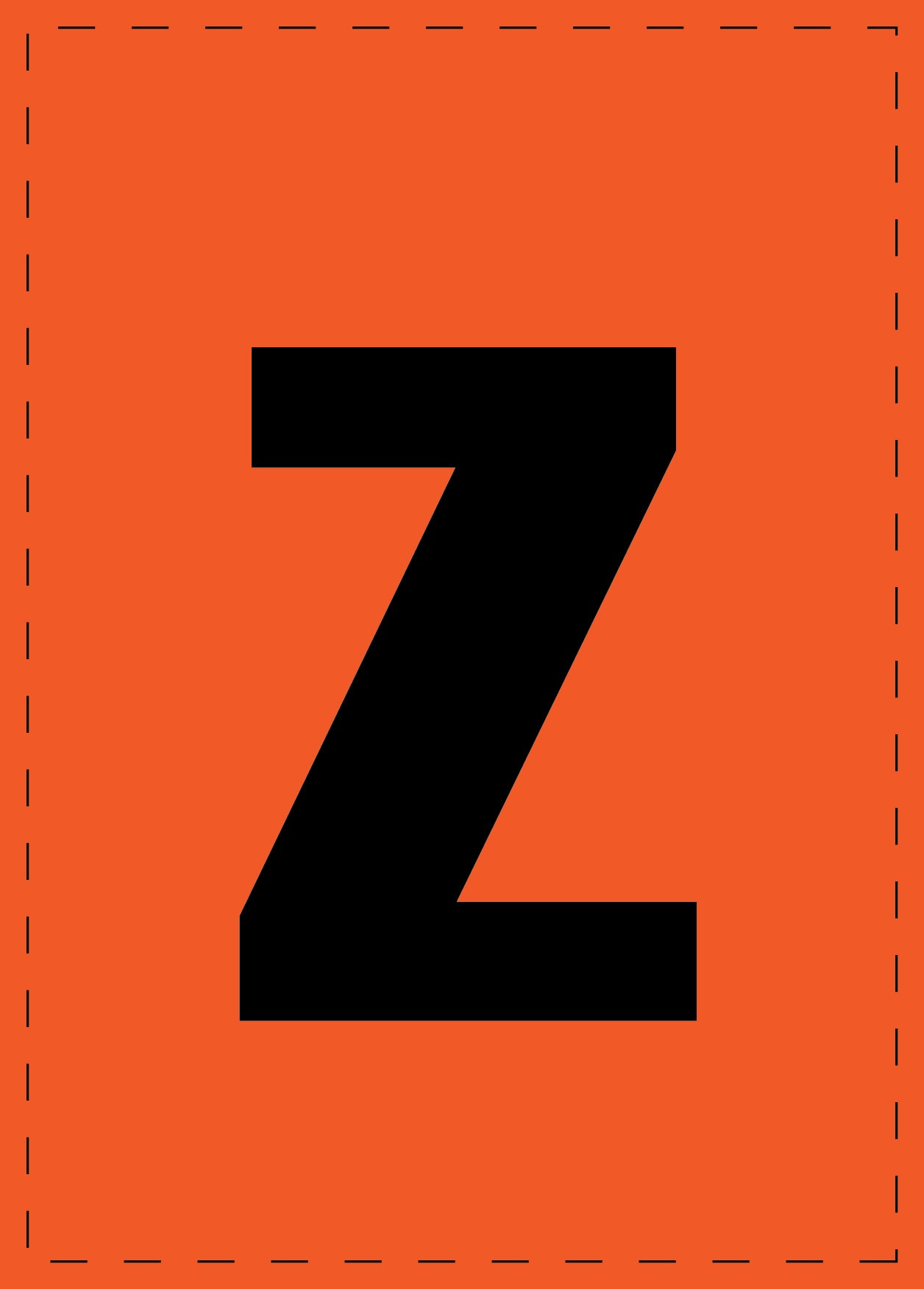 Lettre z autocollants de lettres et de chiffres, police noire sur fond orange ES-BKPVC-Z-8