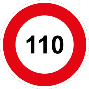 Autocollant de vitesse pour pneus "110 avec bordure rouge" F-CAR1000-110