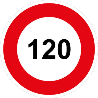Autocollant de vitesse pour pneus "120 avec bordure rouge" F-CAR1000-120