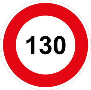 Autocollant de vitesse pour pneus "130 avec bordure rouge" F-CAR1000-130