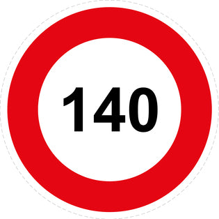 Autocollant de vitesse pour pneus "140 avec bordure rouge" F-CAR1000-140