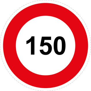 Autocollant de vitesse pour pneus "150 avec bordure rouge" F-CAR1000-150