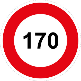 Autocollant de vitesse pour pneus "170 avec bordure rouge" F-CAR1000-170