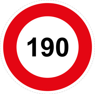 Autocollant de vitesse pour pneus "190 avec bordure rouge" F-CAR1000-190