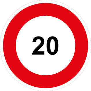 Autocollant de vitesse pour pneus "20 avec bordure rouge" F-CAR1000-20