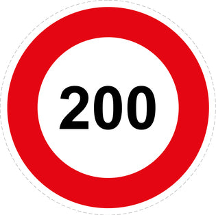Autocollant de vitesse pour pneus "200 avec bordure rouge" F-CAR1000-200
