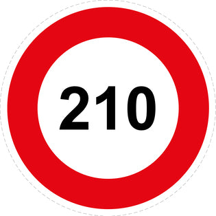 Autocollant de vitesse pour pneus "210 avec bordure rouge" F-CAR1000-210