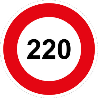 Autocollant de vitesse pour pneus "220 avec bordure rouge" F-CAR1000-220