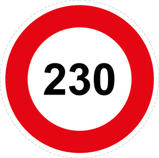 Autocollant de vitesse pour pneus "230 avec bordure rouge" F-CAR1000-230