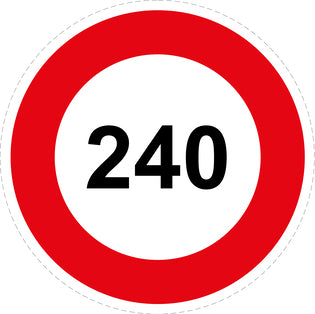 Autocollant de vitesse pour pneus "240 avec bordure rouge" F-CAR1000-240