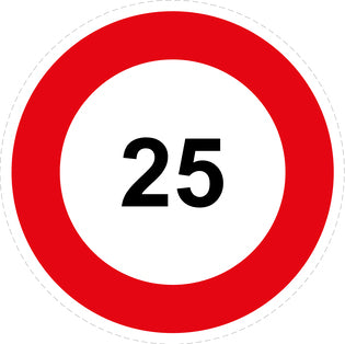 Autocollant de vitesse pour pneus "25 avec bordure rouge" F-CAR1000-25