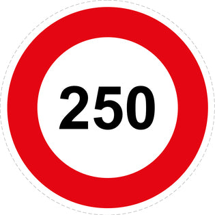 Autocollant de vitesse pour pneus "250 avec bordure rouge" F-CAR1000-250