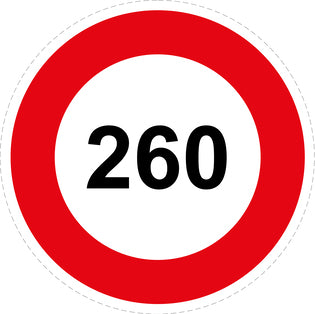 Autocollant de vitesse pour pneus "260 avec bordure rouge" F-CAR1000-260