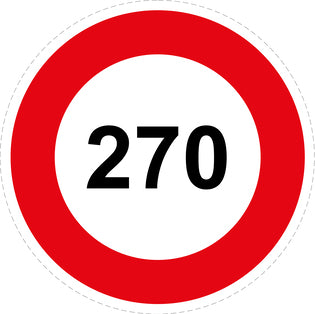 Autocollant de vitesse pour pneus "270 avec bordure rouge" F-CAR1000-270