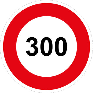 Autocollant de vitesse pour pneus "300 avec bordure rouge" F-CAR1000-300