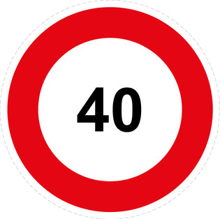 Autocollant de vitesse pour pneus "40 avec bordure rouge" F-CAR1000-40