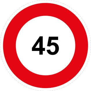 Autocollant de vitesse pour pneus "45 avec bordure rouge" F-CAR1000-45