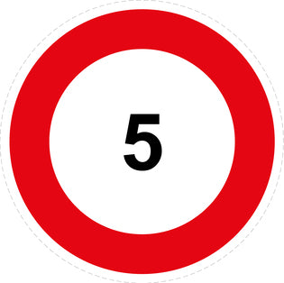Autocollant de vitesse pour pneus "5 avec bordure rouge" EW-CAR1000-5
