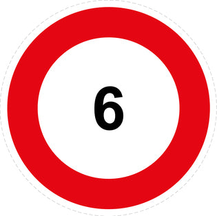 Autocollant de vitesse pour pneus "6 avec bordure rouge" F-CAR1000-6