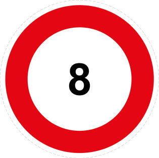 Autocollant de vitesse pour pneus "8 avec bordure rouge" F-CAR1000-8